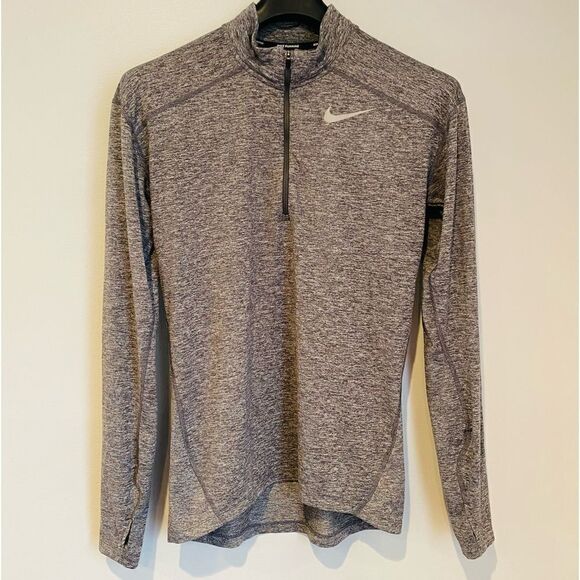 Nike Dri-Fit Zip Heather Gray Pullover Running Shirt Jacket Top Size Small - Picture 1 of 8